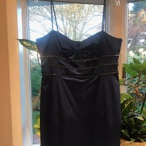 Jones Evening dress blue satin with simple beading